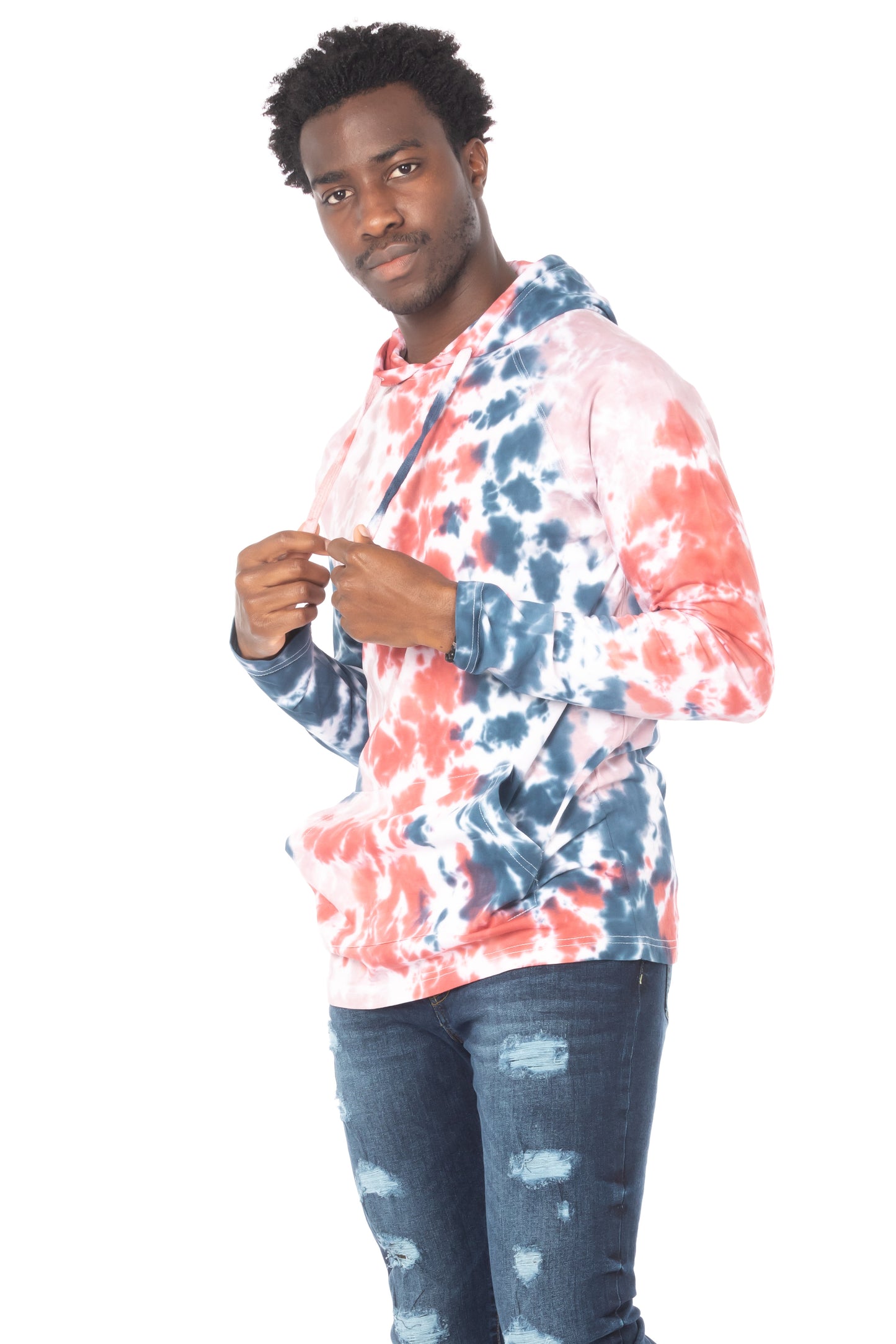 TIE DYE LIGHTWEIGHT HOODIE #PINK BLUE