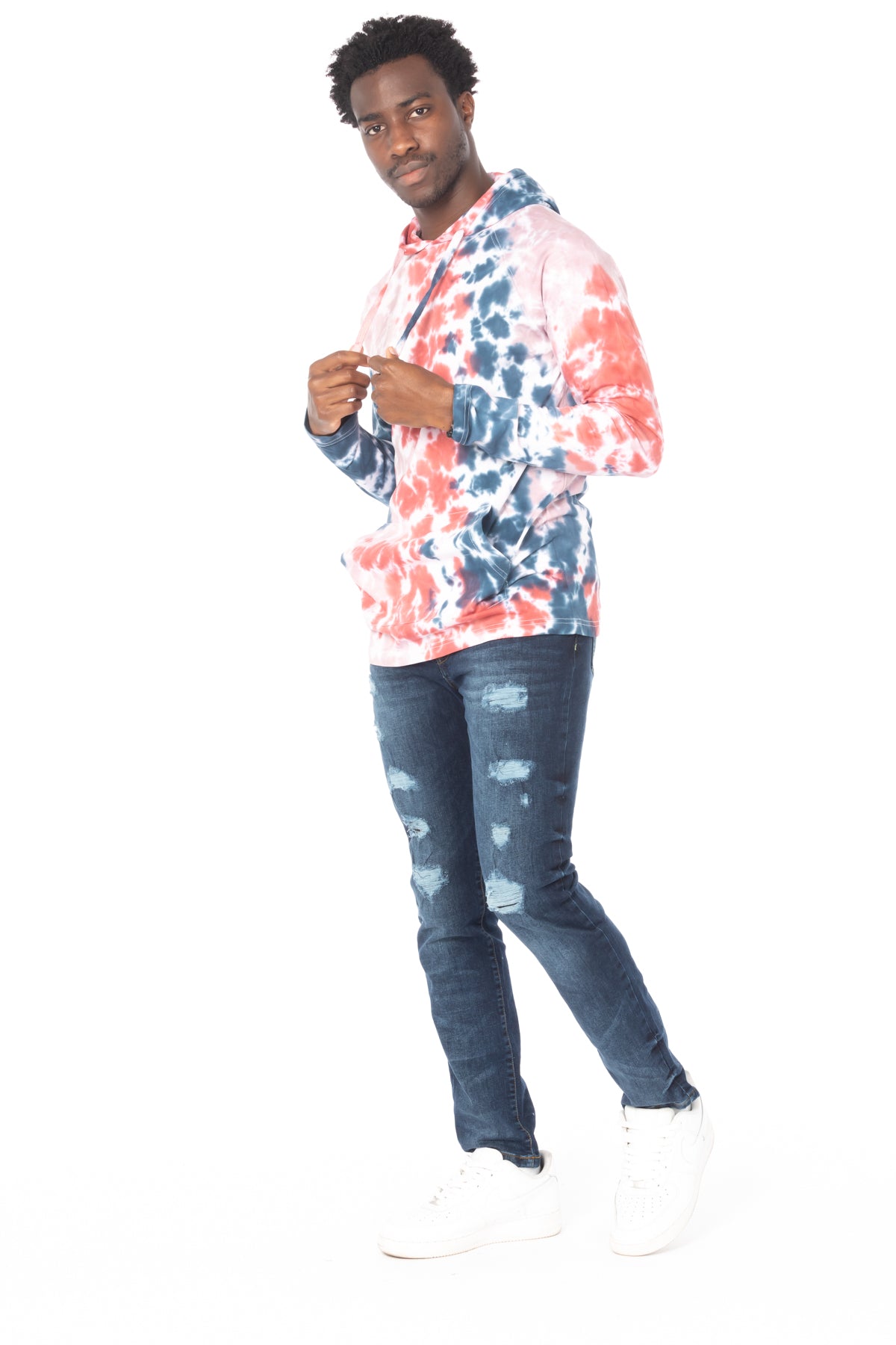 TIE DYE LIGHTWEIGHT HOODIE #PINK BLUE