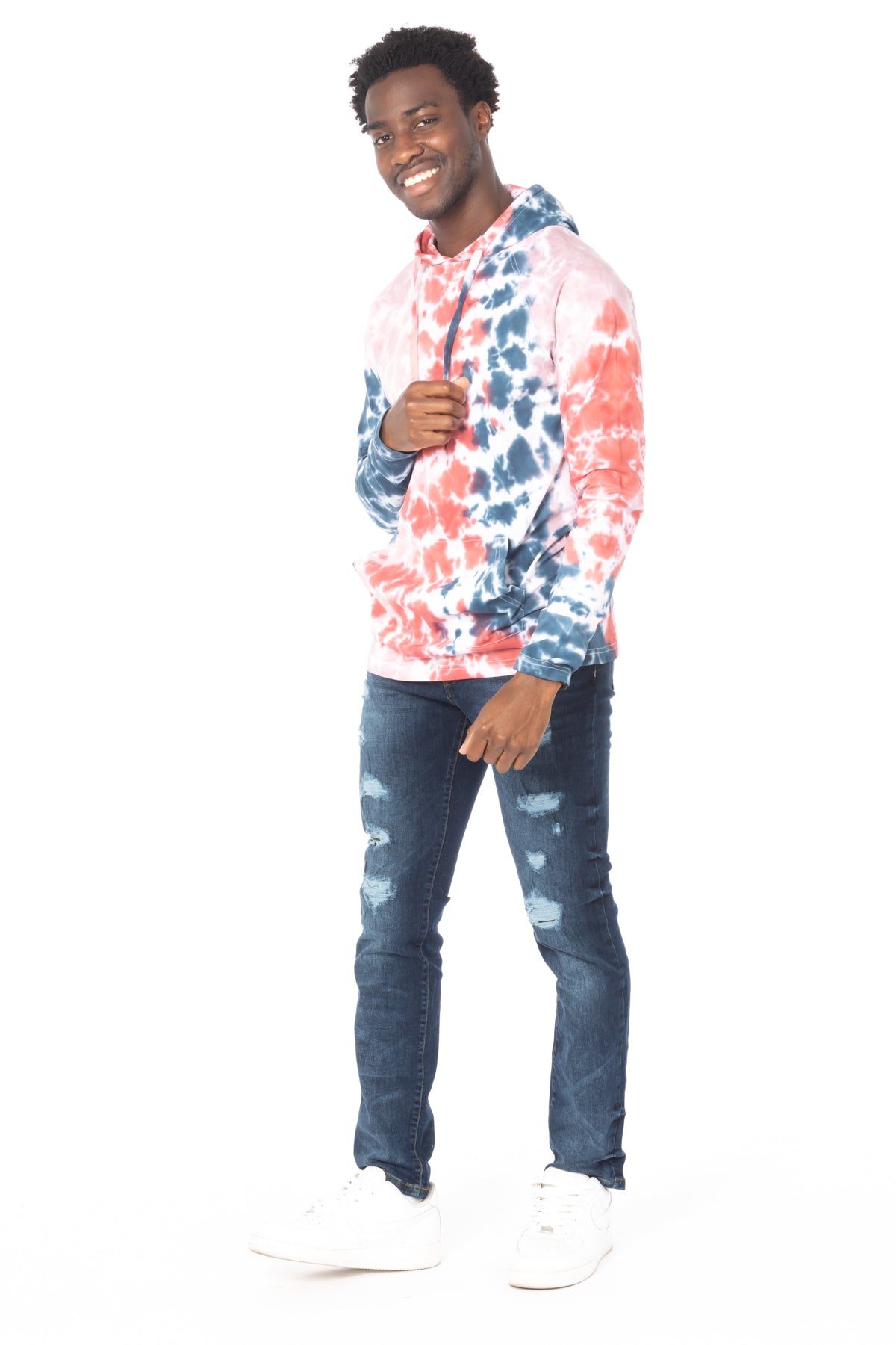 TIE DYE LIGHTWEIGHT HOODIE #PINK BLUE