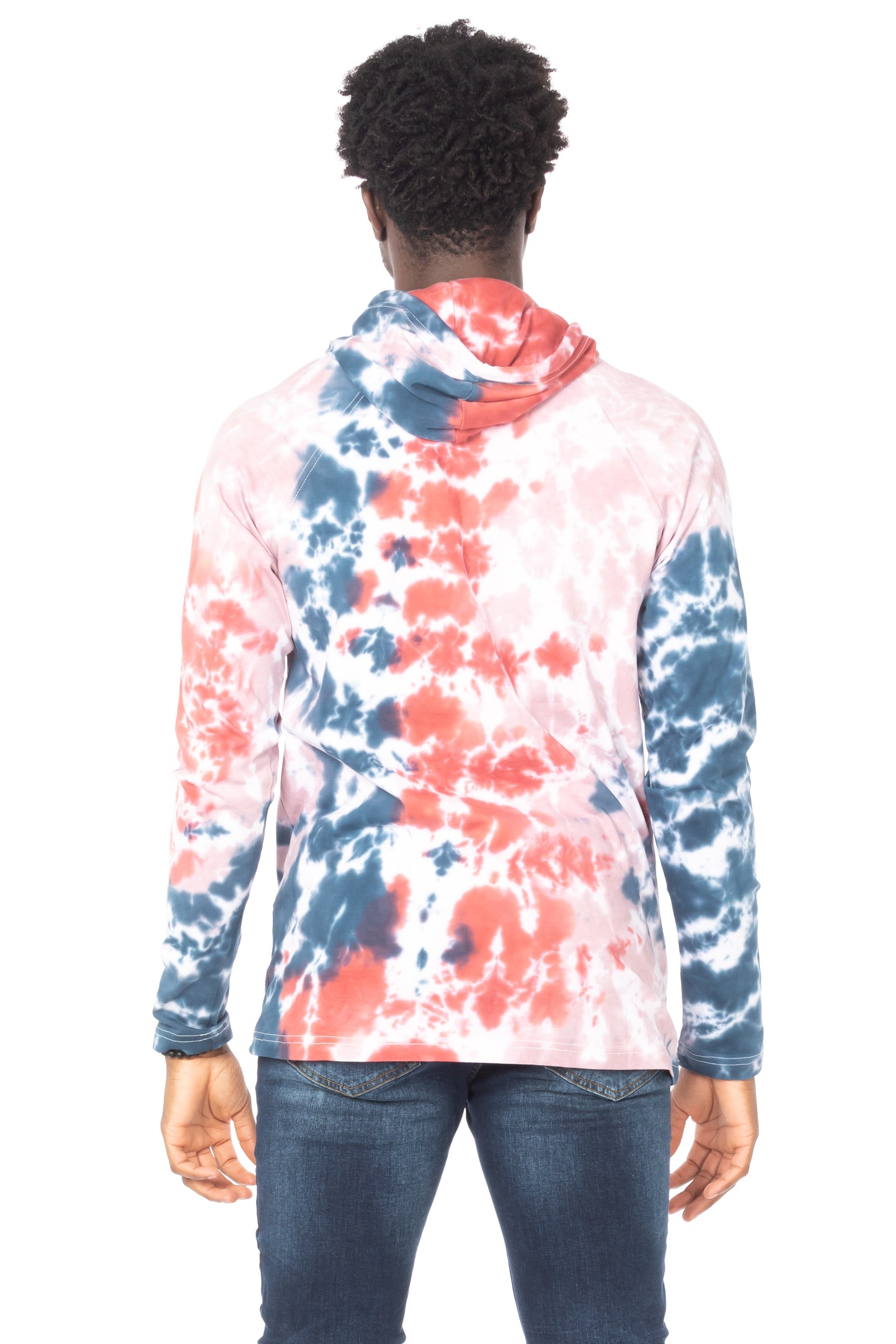 TIE DYE LIGHTWEIGHT HOODIE #PINK BLUE