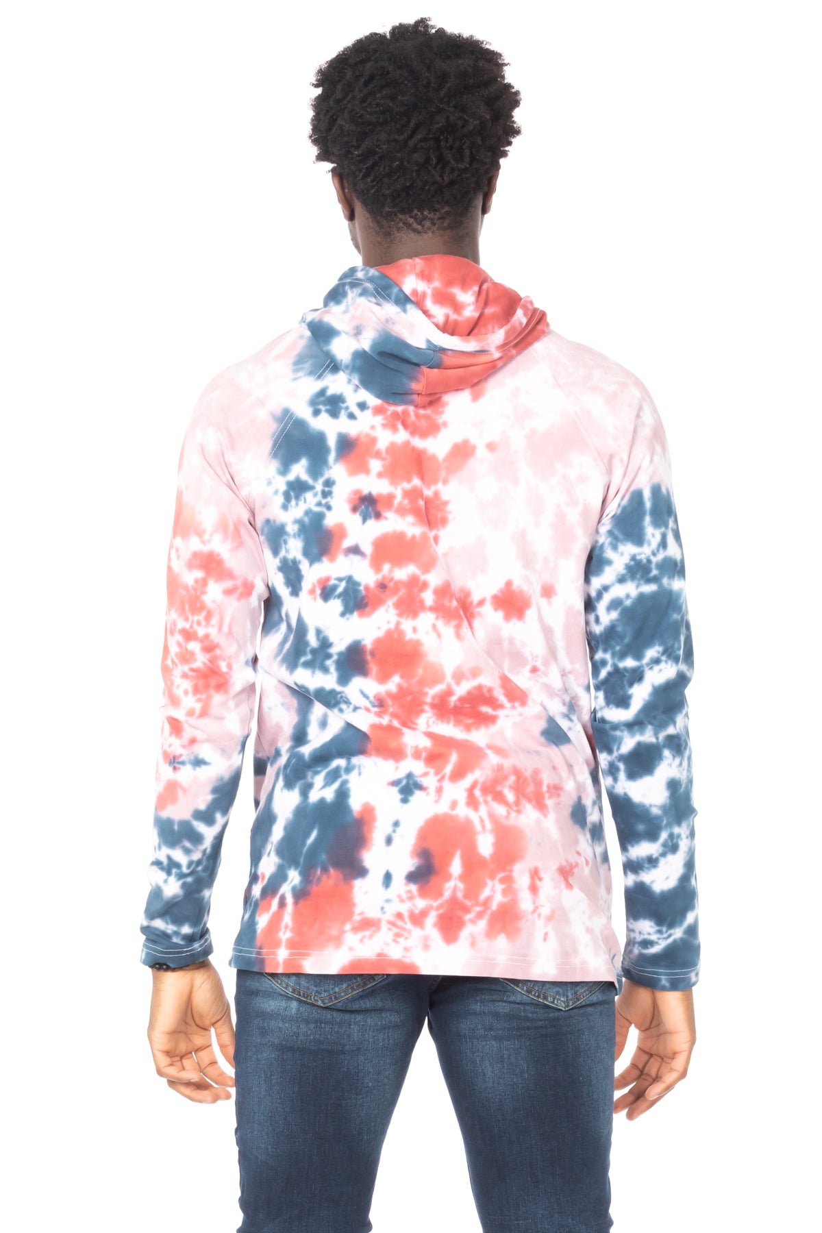 TIE DYE LIGHTWEIGHT HOODIE #PINK BLUE