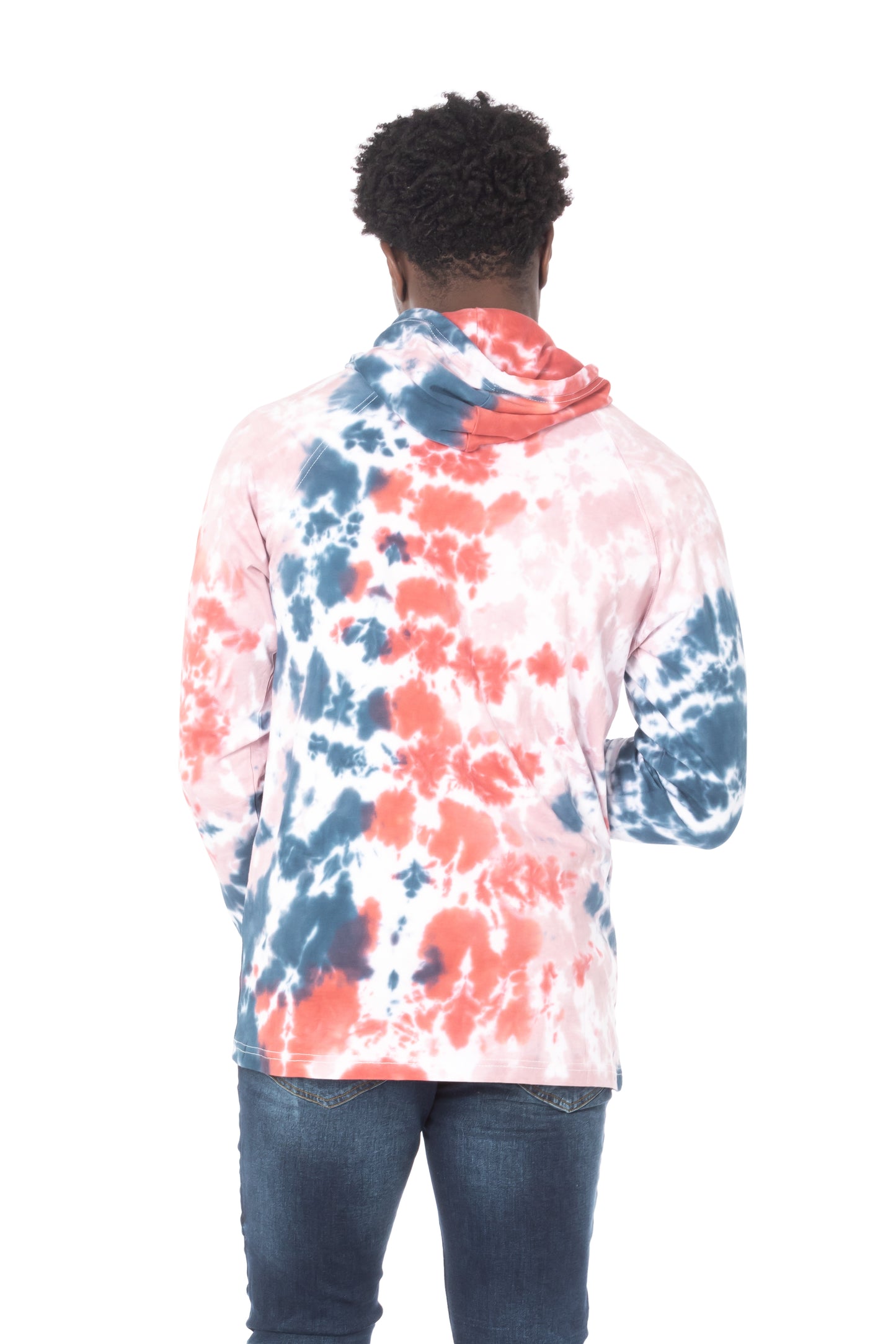 TIE DYE LIGHTWEIGHT HOODIE #PINK BLUE