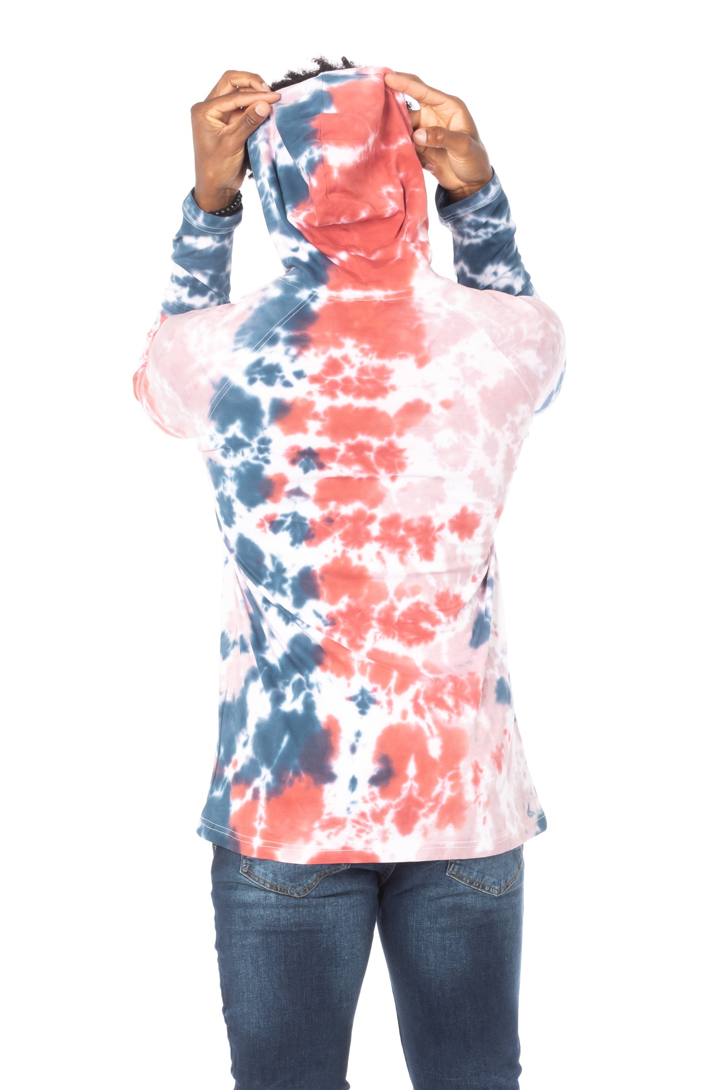 TIE DYE LIGHTWEIGHT HOODIE #PINK BLUE