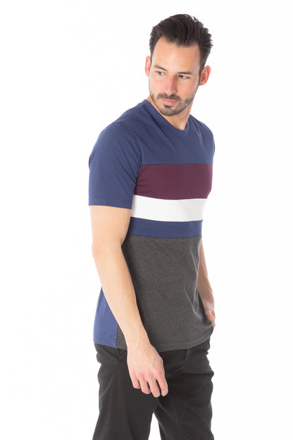 Solid Charcoal Navy Stripe T-Shirt