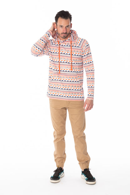 MULTI AZTEC PRINT LIGHT WEIGHT HOODIE