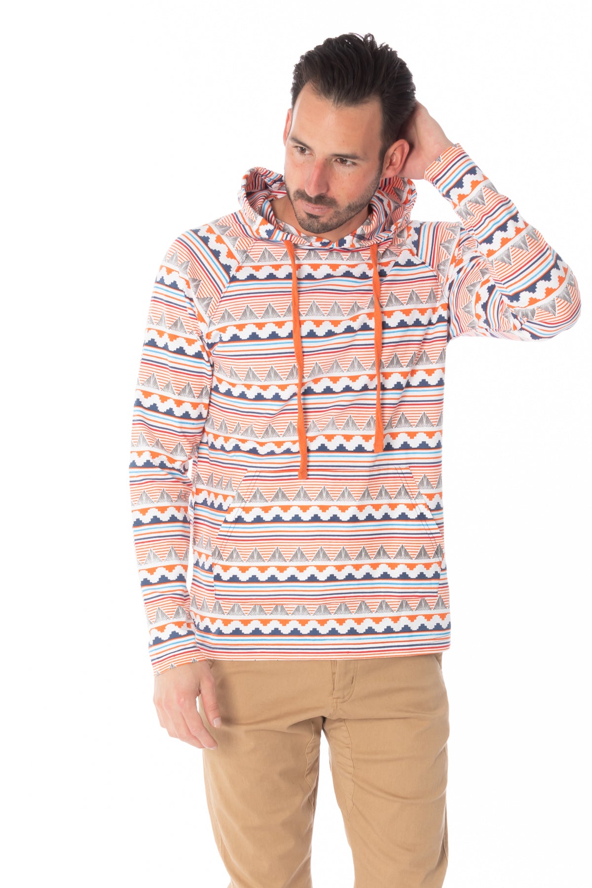 MULTI AZTEC PRINT LIGHT WEIGHT HOODIE