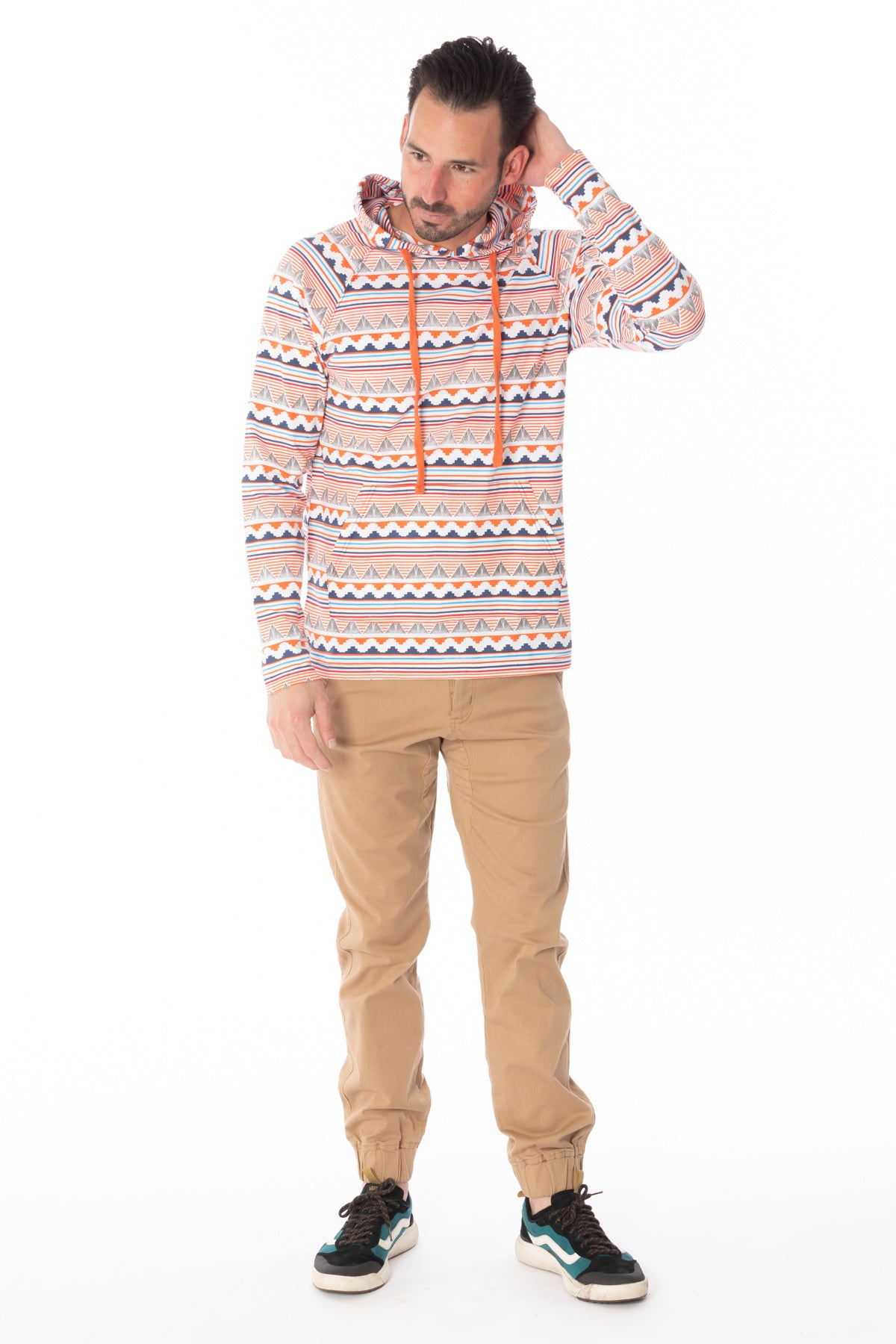 MULTI AZTEC PRINT LIGHT WEIGHT HOODIE