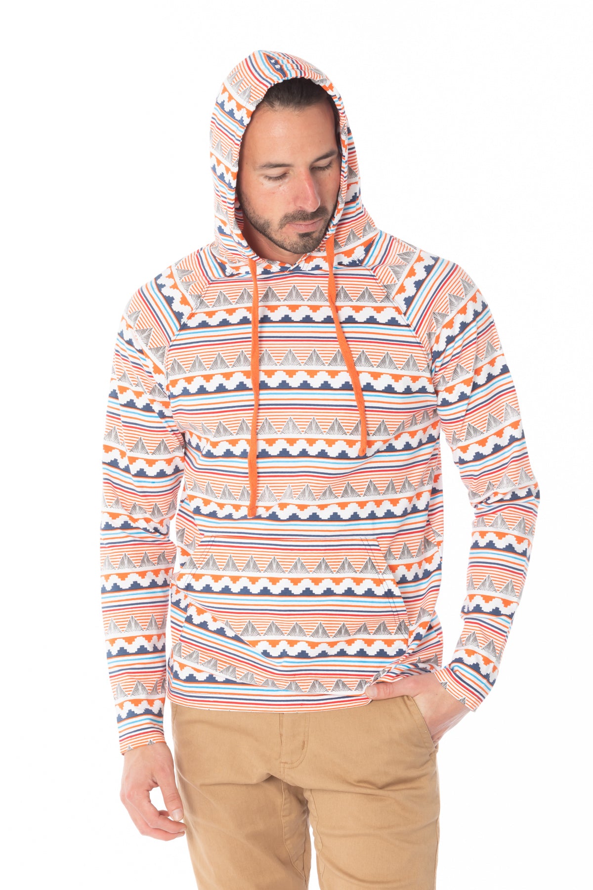 MULTI AZTEC PRINT LIGHT WEIGHT HOODIE
