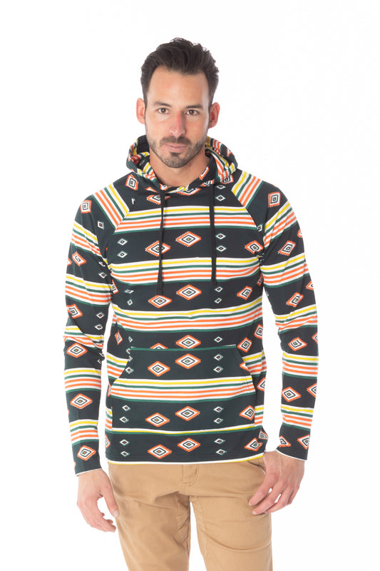 BLACK AZTEC PRINT LIGHT WEIGHT HOODIE