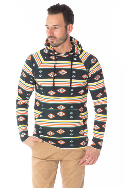 BLACK AZTEC PRINT LIGHT WEIGHT HOODIE