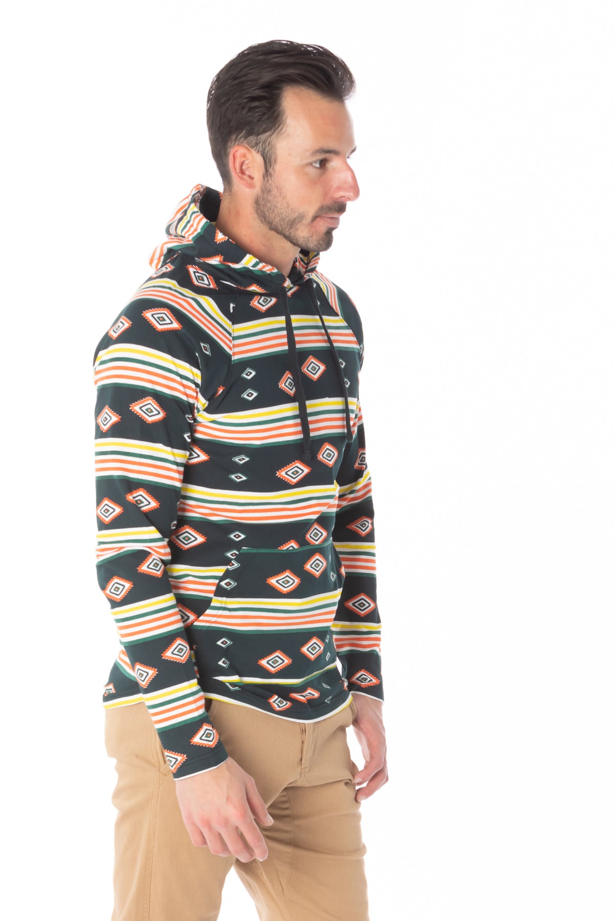 BLACK AZTEC PRINT LIGHT WEIGHT HOODIE