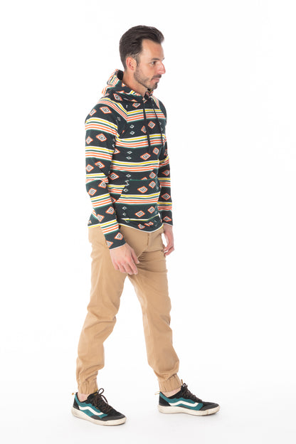 BLACK AZTEC PRINT LIGHT WEIGHT HOODIE