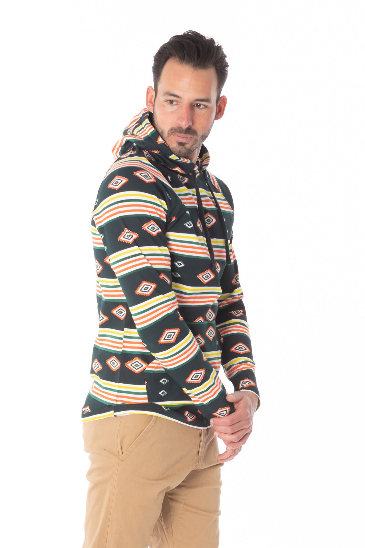 BLACK AZTEC PRINT LIGHT WEIGHT HOODIE