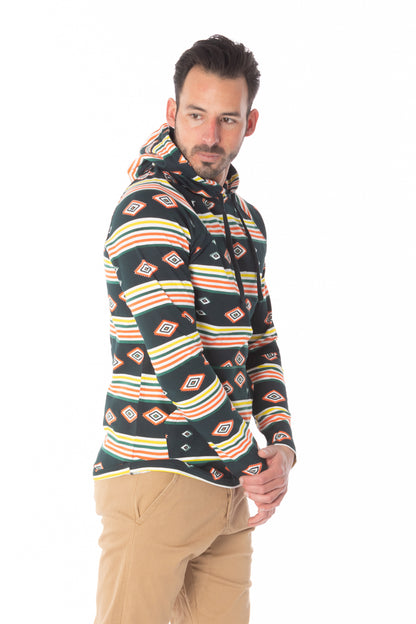 BLACK AZTEC PRINT LIGHT WEIGHT HOODIE