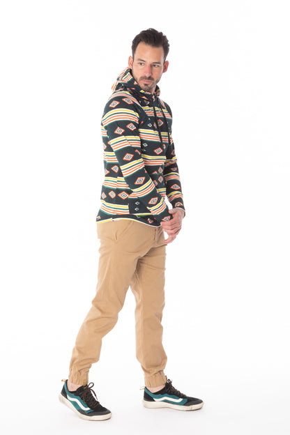 BLACK AZTEC PRINT LIGHT WEIGHT HOODIE