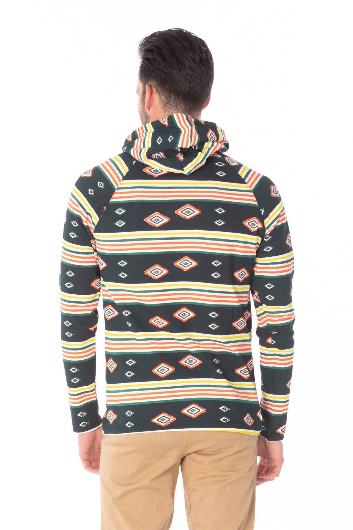 BLACK AZTEC PRINT LIGHT WEIGHT HOODIE