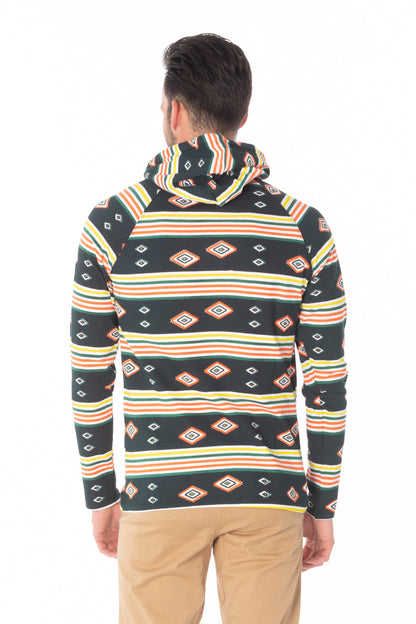 BLACK AZTEC PRINT LIGHT WEIGHT HOODIE