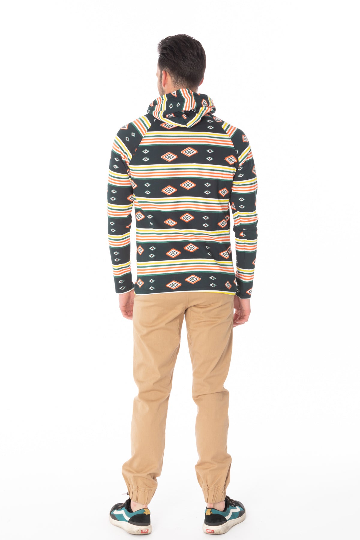 BLACK AZTEC PRINT LIGHT WEIGHT HOODIE