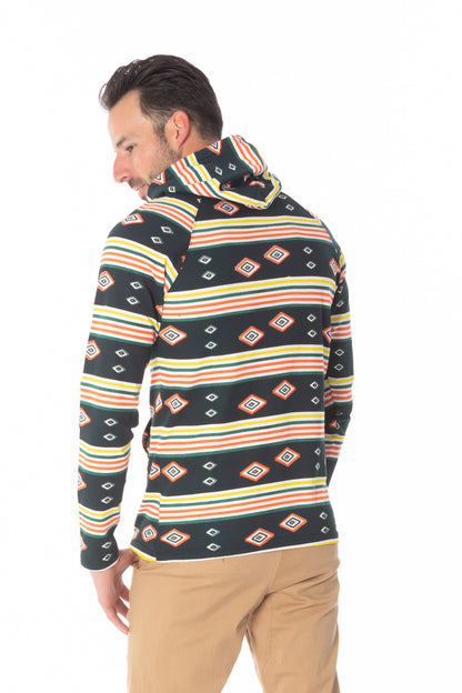 BLACK AZTEC PRINT LIGHT WEIGHT HOODIE
