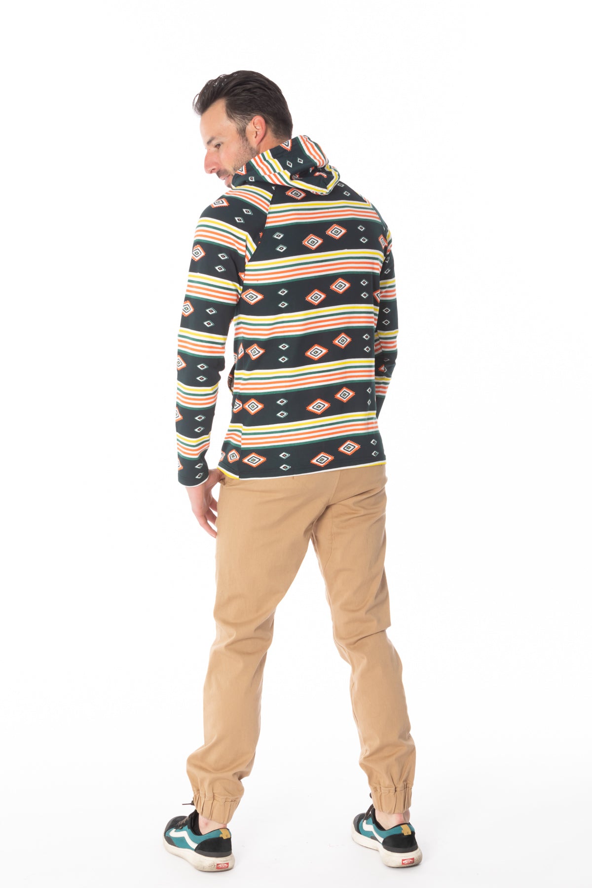 BLACK AZTEC PRINT LIGHT WEIGHT HOODIE
