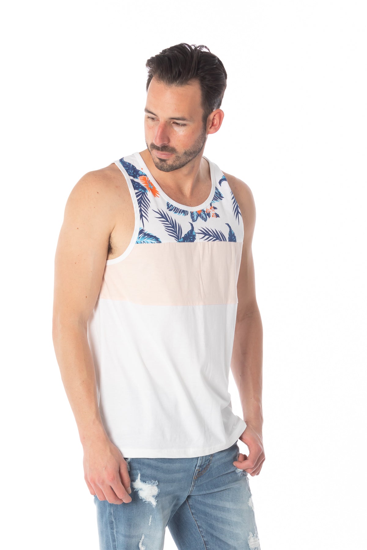 White Nectar Printed Floral Tank Top