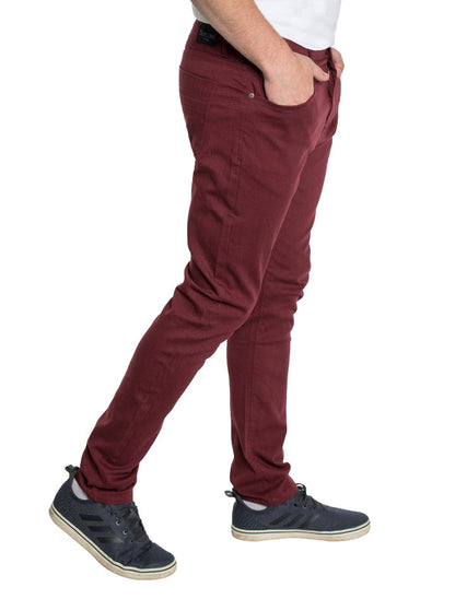 SKINNY STRETCH TWILL JEANS #BURGUNDY