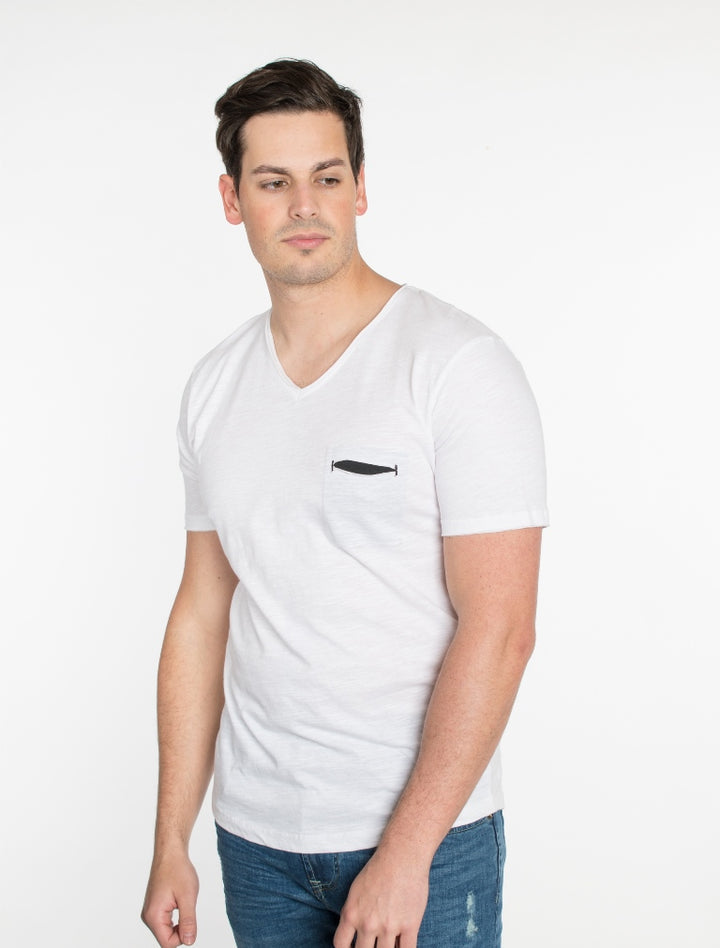 Solid White V-Neck Cotton T-Shirt